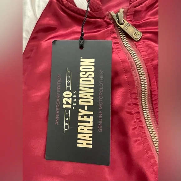 120th Anniversary Harley-Davidson 1903-2023 Women’s Red and White Jacket- NWT - Picture 4 of 16